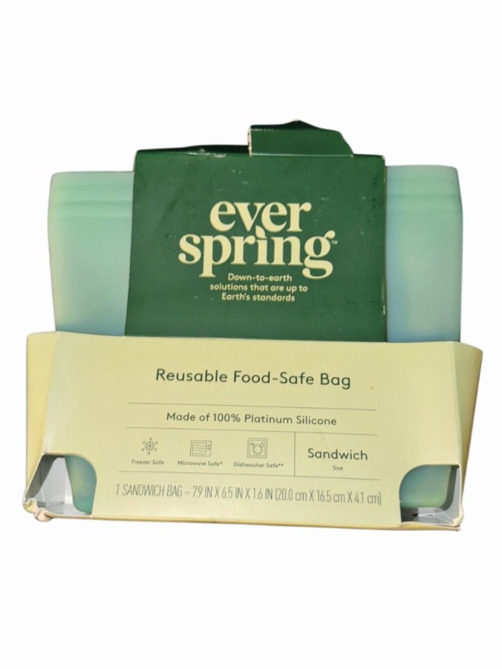 Everspring Reusable Food Safe Zip Sandwich Bag Freezer & Dishwasher Safe